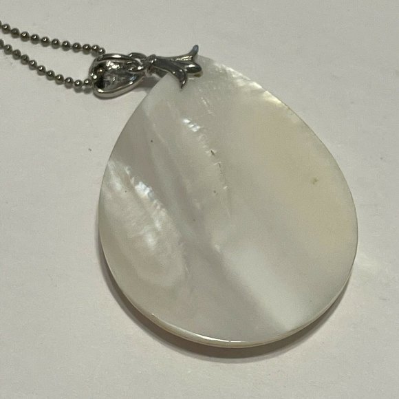 16”  18KGP choker necklace mother of pearl Abalone Yin and yang pendant Pink - Picture 6 of 8